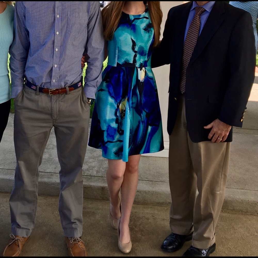 Blue watercolor sleeveless dress